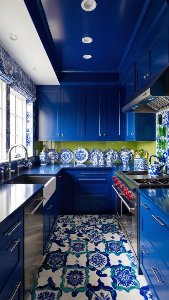 Bold blue kitchen